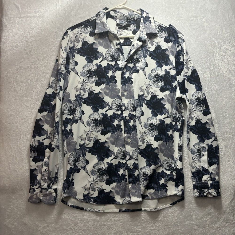 Jack And Jones Premium Long Sleeve Blue And White Floral Slim XL